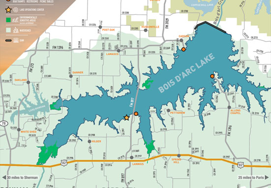 Bois d'Arc Lake Map